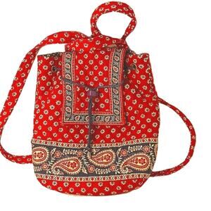 Vera Bradley‎ Backpack Red Paisley Boho Floral Quilted Cottage Hippie Festival